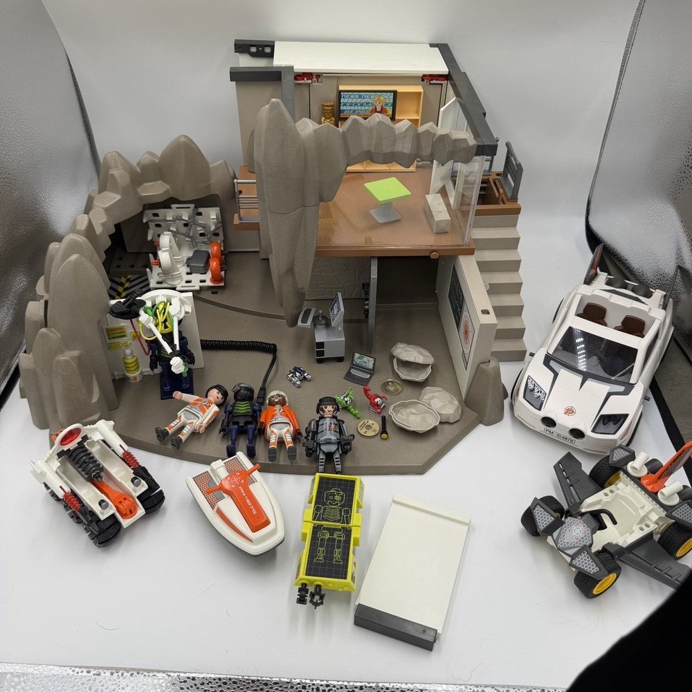 Playmobil Top Agents Secret Headquarters Spy Base Lot Car ATV